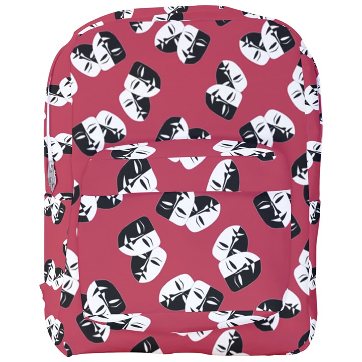 Theater Masks Burgundy Full Print Backpack