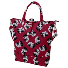 Theater Masks Burgundy Buckle Top Tote Bag by TetiBright