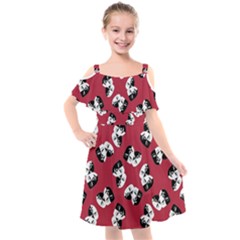 Theater Masks Burgundy Kids  Cut Out Shoulders Chiffon Dress by TetiBright