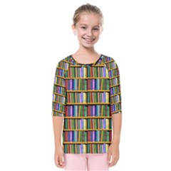 Books On A Shelf Kids  Quarter Sleeve Raglan Tee