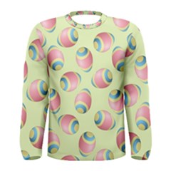 Colorful Easter Eggs Pattern Green Men s Long Sleeve Tee by TetiBright