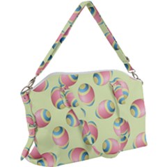 Colorful Easter Eggs Pattern Green Canvas Crossbody Bag by TetiBright