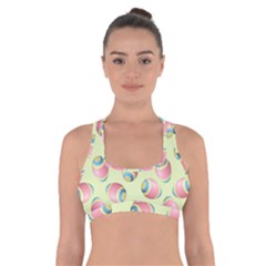 Colorful Easter Eggs Pattern Green Cross Back Sports Bra by TetiBright