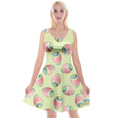 Colorful Easter Eggs Pattern Green Reversible Velvet Sleeveless Dress by TetiBright