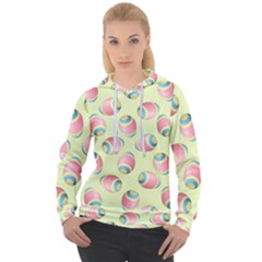 Colorful Easter Eggs Pattern Green Women s Overhead Hoodie by TetiBright