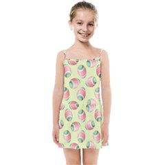 Colorful Easter Eggs Pattern Green Kids  Summer Sun Dress by TetiBright