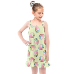 Colorful Easter Eggs Pattern Green Kids  Overall Dress by TetiBright