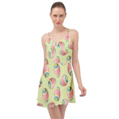 Colorful Easter Eggs Pattern Green Summer Time Chiffon Dress by TetiBright