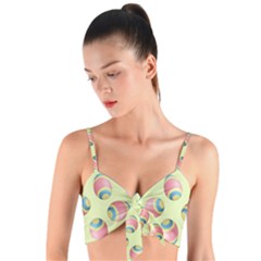 Colorful Easter Eggs Pattern Green Woven Tie Front Bralet by TetiBright