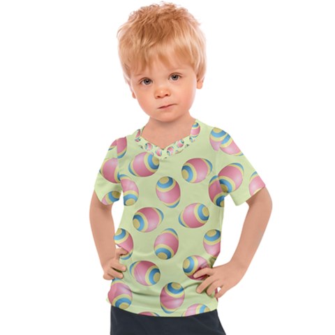 Colorful Easter Eggs Pattern Green Kids  Sports Tee by TetiBright