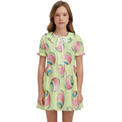 Colorful Easter Eggs Pattern Green Kids  Sweet Collar Dress by TetiBright