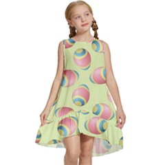 Colorful Easter Eggs Pattern Green Kids  Frill Swing Dress by TetiBright