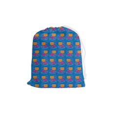 Speak Love Pattern On Blue Drawstring Pouch (medium) by TetiBright