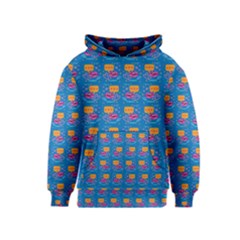 Speak Love Pattern On Blue Kids  Pullover Hoodie by TetiBright