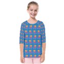 Speak Love Pattern On Blue Kids  Quarter Sleeve Raglan Tee View1