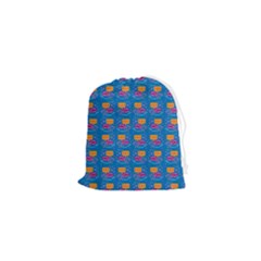 Speak Love Pattern On Blue Drawstring Pouch (xs) by TetiBright