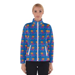 Speak Love Pattern On Blue Women s Bomber Jacket by TetiBright