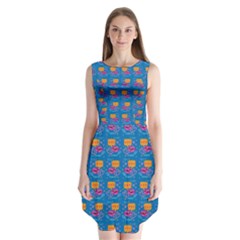 Speak Love Pattern On Blue Sleeveless Chiffon Dress   by TetiBright