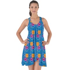 Speak Love Pattern On Blue Show Some Back Chiffon Dress by TetiBright