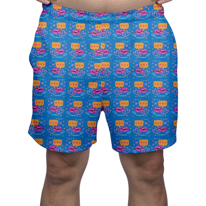 Speak Love Pattern On Blue Men s Shorts