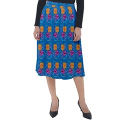 Speak Love Pattern On Blue Classic Velour Midi Skirt  by TetiBright