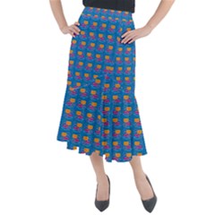 Speak Love Pattern On Blue Midi Mermaid Skirt by TetiBright