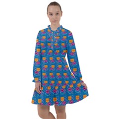 Speak Love Pattern On Blue All Frills Chiffon Dress by TetiBright