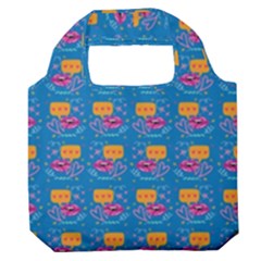 Speak Love Pattern On Blue Premium Foldable Grocery Recycle Bag by TetiBright