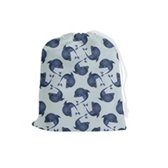 Blue Dolphins Pattern Drawstring Pouch (large) by TetiBright