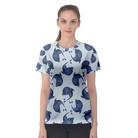 Blue Dolphins Pattern Women s Sport Mesh Tee by TetiBright