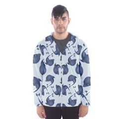 Blue Dolphins Pattern Men s Hooded Windbreaker by TetiBright