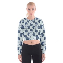 Blue Dolphins Pattern Cropped Sweatshirt