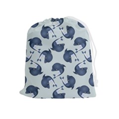 Blue Dolphins Pattern Drawstring Pouch (xl) by TetiBright