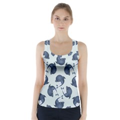 Blue Dolphins Pattern Racer Back Sports Top by TetiBright