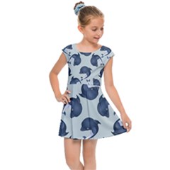 Blue Dolphins Pattern Kids  Cap Sleeve Dress by TetiBright