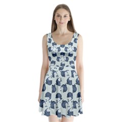 Blue Dolphins Pattern Split Back Mini Dress  by TetiBright