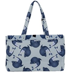 Blue Dolphins Pattern Canvas Work Bag by TetiBright