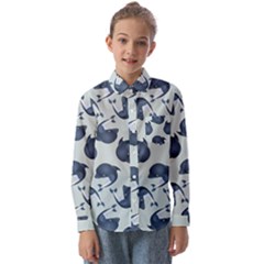 Blue Dolphins Pattern Kids  Long Sleeve Shirt by TetiBright