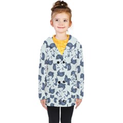 Blue Dolphins Pattern Kids  Double Breasted Button Coat by TetiBright