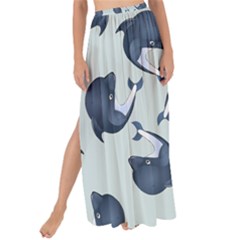 Blue Dolphins Pattern Maxi Chiffon Tie-up Sarong by TetiBright