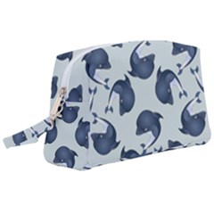 Blue Dolphins Pattern Wristlet Pouch Bag (large) by TetiBright