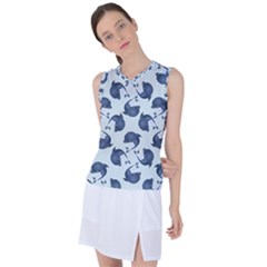 Blue Dolphins Pattern Women s Sleeveless Sports Top by TetiBright