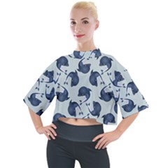 Blue Dolphins Pattern Mock Neck Tee by TetiBright