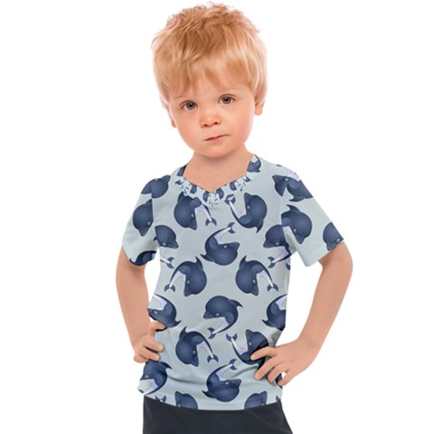 Blue Dolphins Pattern Kids  Sports Tee by TetiBright