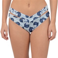 Blue Dolphins Pattern Double Strap Halter Bikini Bottom by TetiBright