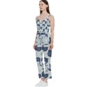 Blue Dolphins Pattern V-Neck Spaghetti Strap Tie Front Jumpsuit View2