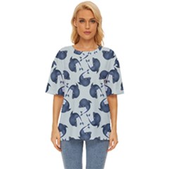 Blue Dolphins Pattern Oversized Basic Tee by TetiBright