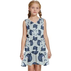 Blue Dolphins Pattern Kids  Sleeveless Tiered Mini Dress by TetiBright