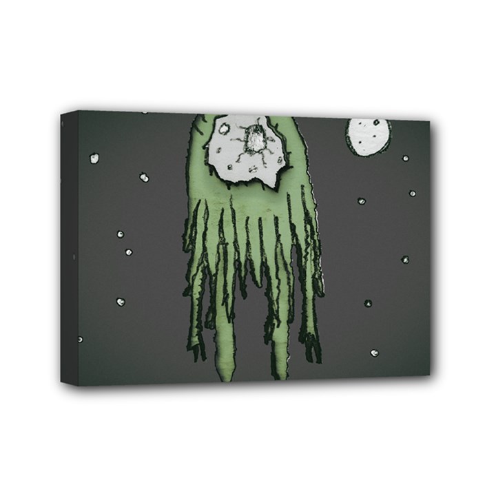 Alien At Lunar Landscape Drawing Scene Mini Canvas 7  x 5  (Stretched)