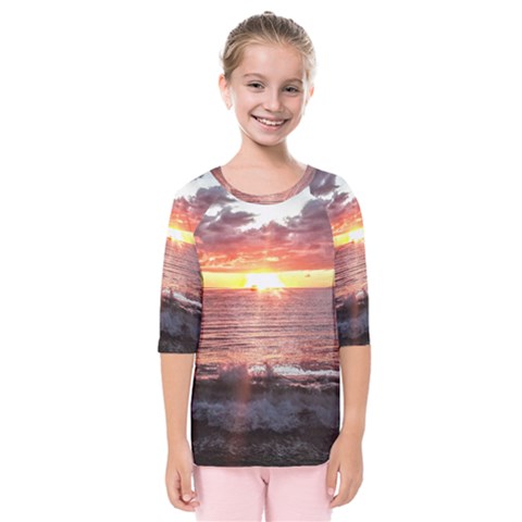 Tropical Sunset Kids  Quarter Sleeve Raglan Tee by StarvingArtisan